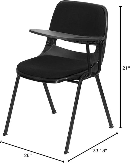 Flash Furniture Black Padded Ergonomic Shell Chair with Left Handed Flip-Up Tablet Arm - LeafyLoom