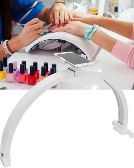 Dpofirs 20 Inch Lash Light, LED Half Moon Nail Desk Lamp, U Shaped Fill Light Floor Lamp, Half Moon Light Nail Lamp for Desk, Lash Tech Light, Manicure Led Light for Beauty Skincare (US - LeafyLoom