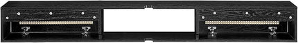 Walker Edison Modern Rattan Flip-Down-Door Wall-Mounted Floating Stand for TVs up to 80 Inches, 70 Inch, Black - LeafyLoom