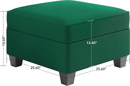 Square Modular Storage Ottoman for Modular Sectional Sofa Seat Cube Footrest Coffee Table, Green - LeafyLoom