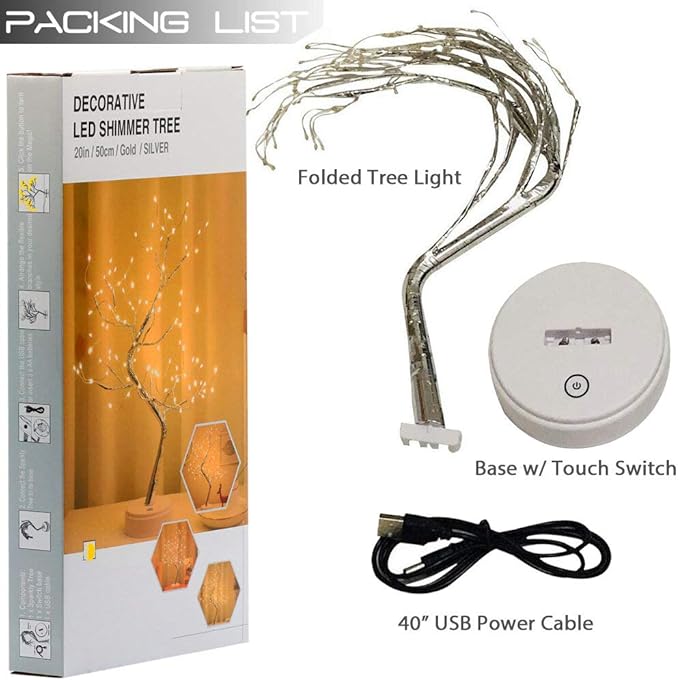 Bonsai Tree Light for Room Decor, Aesthetic Lamps for Living Room, Cute Night Light for House Decor, Good Ideas for Gifts, Home Decorations, Weddings, Christmas, Holidays and More (White, 108 LED) - LeafyLoom