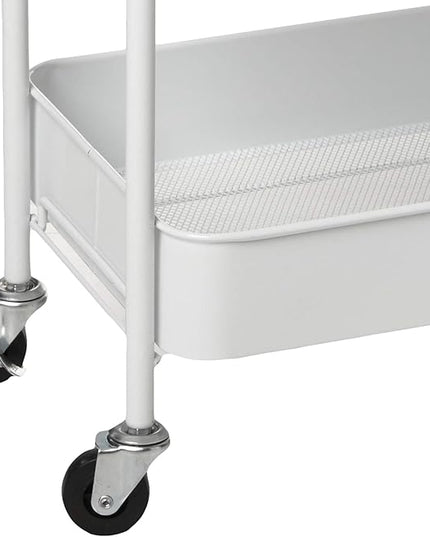 CAXXA 3-Tier Rolling Metal Storage Organizer - Mobile Utility Cart Kitchen Cart with Caster Wheels, White - LeafyLoom