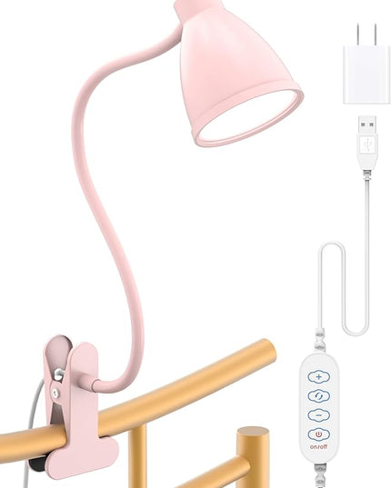 BOHON Cute Desk Lamp with Clamp 10W 38 LED Clip on Light, 3 Color 10 Brightness Auto Off Timer Flexible Gooseneck Pink Lamp Kawaii Accessories Desk Lights for Office Home Bed Bedside Reading, Pink - LeafyLoom