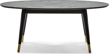 Elle Decor Clemintine Mid-Century Modern Living Room Furniture Collection, Oval Coffee Table, French Black - LeafyLoom