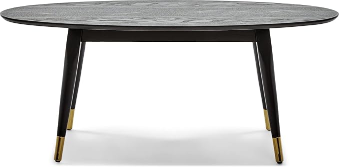 Elle Decor Clemintine Mid-Century Modern Living Room Furniture Collection, Oval Coffee Table, French Black - LeafyLoom