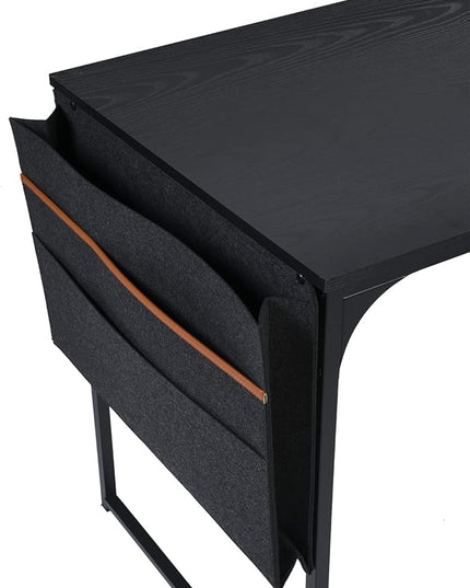 47 inch Study Storage Bag Space Saving for Home Office, Modern Simple Style PC Metal Frame Computer Desk, Writing Table, Black, Brown - LeafyLoom