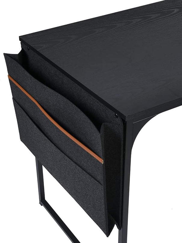 47 inch Study Storage Bag Space Saving for Home Office, Modern Simple Style PC Metal Frame Computer Desk, Writing Table, Black, Brown - LeafyLoom