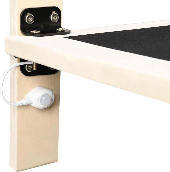 RITSU Queen Size Upholstered Floating Velvet Platform Bed with Sensor Light and Headboard, Plywood & Solid Bedframe, for Apartment Bedroom, No Need for Box Springs, Beige - LeafyLoom