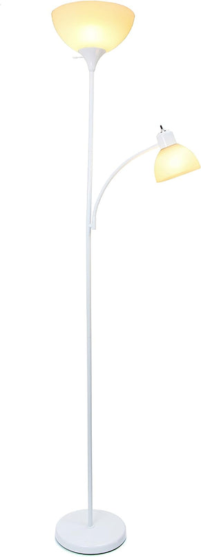 Simple Designs LF2000-WHT Mother-Daughter Floor Lamp with Reading Light, White - LeafyLoom