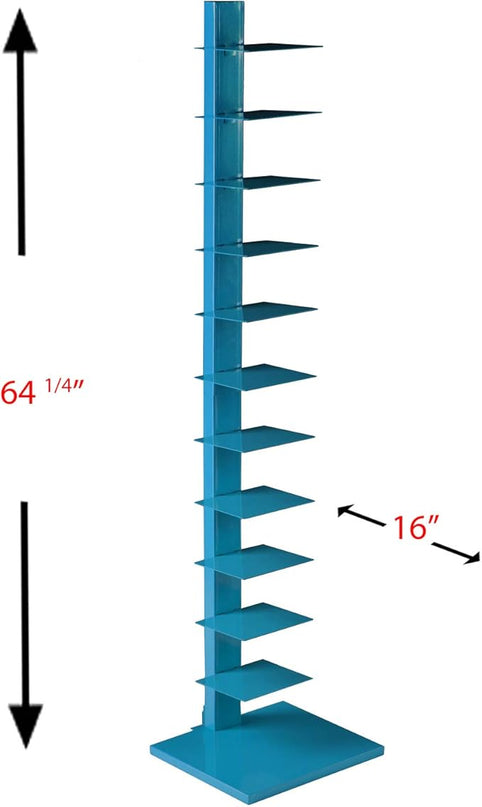 SEI Furniture,12 shelves Metal Spine Book Tower, Blue - LeafyLoom