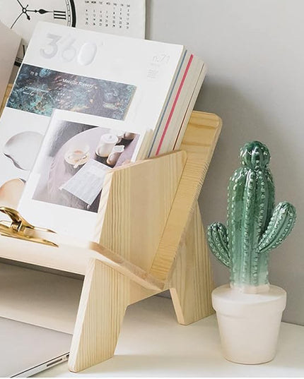 Wood Bookcase in Living Room/Home/Office, Desktop Book Shelf Organizer Bookshelves Storage Rack for CDs/Magazine/Books Display (Style V) - LeafyLoom