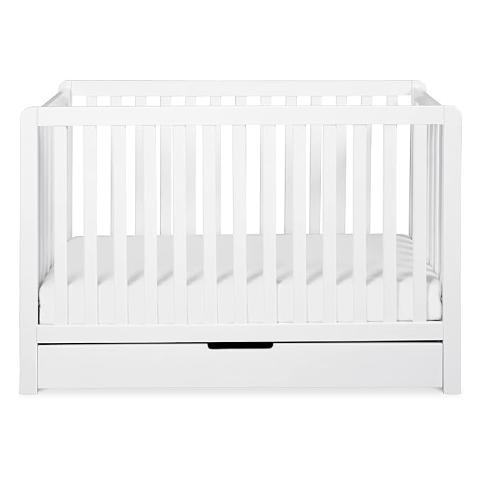 Carter's by DaVinci Colby 4-in-1 Convertible Crib with Trundle Drawer in White, Greenguard Gold Certified, Undercrib Storage - LeafyLoom
