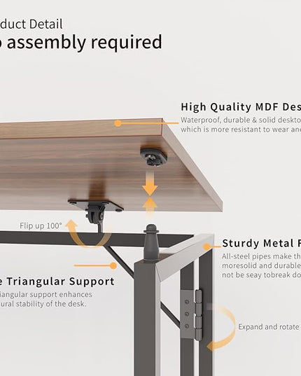 Folding Desk 30 Inch - Small Foldable Desk for Small Space Minimalist, Space Saving Collapsible Compact Desk Portable Table for Craft, Writing, Study and Work (No Assembly Required) - LeafyLoom