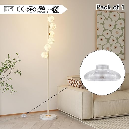 1Pcs Floor Lamp Foot Switch, Clear Foot Pedal Switch, Round Floor Lamps Foot Inline Switch, Step ON Off Spring Push Button, for Foot Pedal Control Replacement Floor Lamp Extension Cord Parts - LeafyLoom