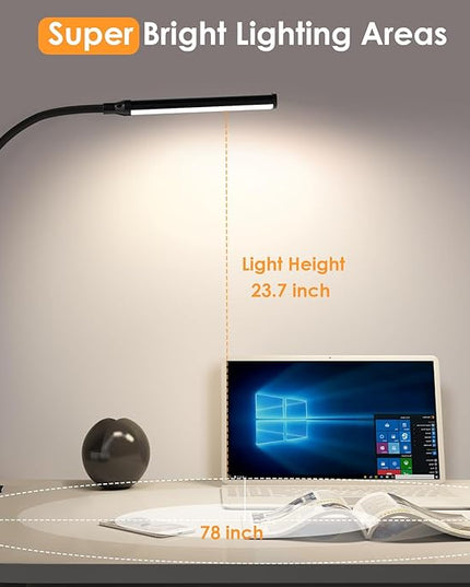 ShineTech LED Desk lamp with Clamp, Eye-Caring Clip Lights for Home Office, 3 Colors Full Brightness, Flexible Gooseneck USB Adapter Table Lamp, Black - LeafyLoom