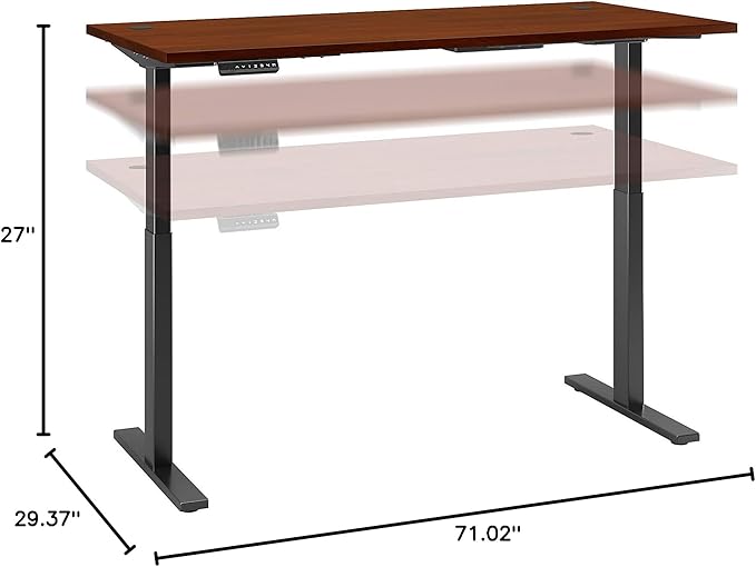 Bush Business Furniture Move 60 Electric Ergonomic Sit-Stand Computer Table for Home and Professional Office, 72W x 30D, Hansen Cherry - LeafyLoom