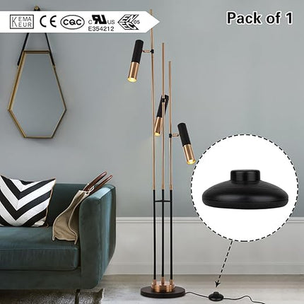 1Pcs Floor Lamp Foot Switch, Black Foot Pedal Switch, Round Floor Lamps Foot Inline Switch, Step ON Off Spring Push Button, for Foot Pedal Control Replacement Floor Lamp Extension Cord Parts - LeafyLoom