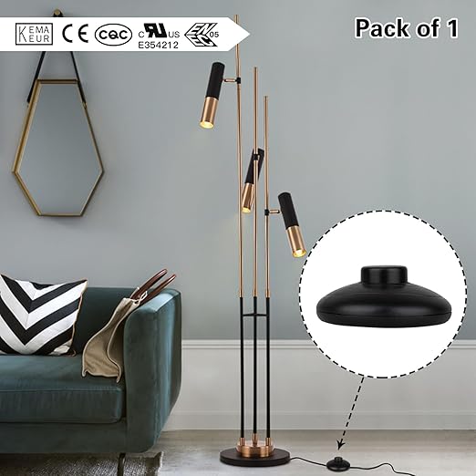 1Pcs Floor Lamp Foot Switch, Black Foot Pedal Switch, Round Floor Lamps Foot Inline Switch, Step ON Off Spring Push Button, for Foot Pedal Control Replacement Floor Lamp Extension Cord Parts - LeafyLoom