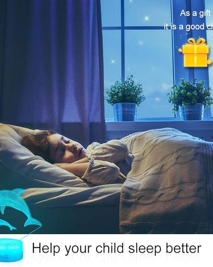 Dolphin Girls Gifts Dolphin Lamp 16 Colors Change with Remote Control 3D Optical Illusion Dolphin Decor Light As a Birthday Gift Ideas for Baby and Kids - LeafyLoom