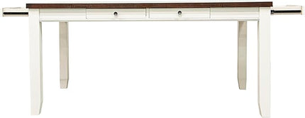 NicBex 64Inch Rectangular Dining Table,Modern Kitchen Table with Walnut Acacia Veneer Tabletop and Pull Out Drawers for 6 to 8,Large Dining Room Table for Kitchen,Dining Living Room,White+Walnut - LeafyLoom