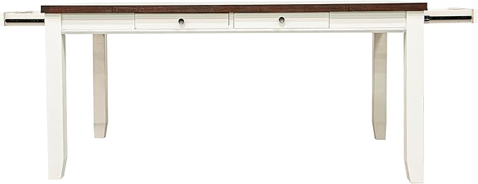 NicBex 64Inch Rectangular Dining Table,Modern Kitchen Table with Walnut Acacia Veneer Tabletop and Pull Out Drawers for 6 to 8,Large Dining Room Table for Kitchen,Dining Living Room,White+Walnut - LeafyLoom