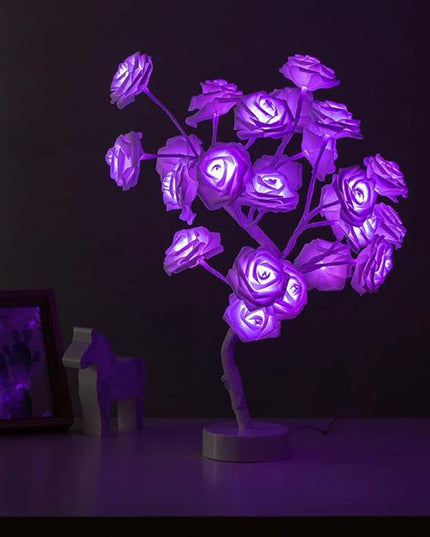 COLORLIFE Tabe Lamp Color Changing Flower Tree Rose lamp with Remote Control with Timer Christmas Birthday Gift for Girl Kids Women for Holiday and Party(White) - LeafyLoom