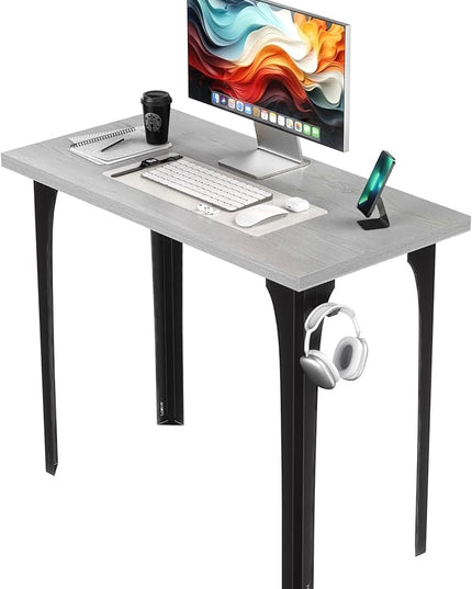 Home Office Computer Desk 35.4 inch gaming Desk, Modern and Minimalist home office desk, Home Office Desks, Study Desk, Craft table Black Metal Designed Frame, White Board Color. - LeafyLoom