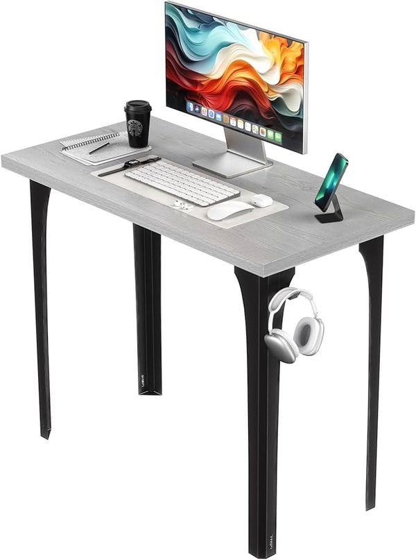 Home Office Computer Desk 35.4 inch gaming Desk, Modern and Minimalist home office desk, Home Office Desks, Study Desk, Craft table Black Metal Designed Frame, White Board Color. - LeafyLoom