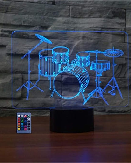 Creative 3D Drum Kit Night Light USB Powered Touch Switch Remote Control LED Decor 3D Lamp 7/16 Colors Changing Children Kids Gift Christmas Xmas Brithday Gift - LeafyLoom