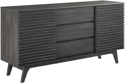 Modway Render 63" Mid-Century Modern Sideboard Buffet Table or TV Stand in Charcoal - LeafyLoom