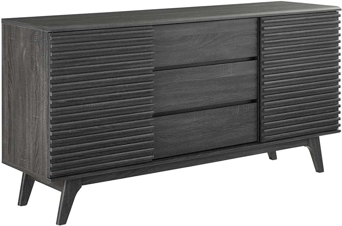 Modway Render 63" Mid-Century Modern Sideboard Buffet Table or TV Stand in Charcoal - LeafyLoom