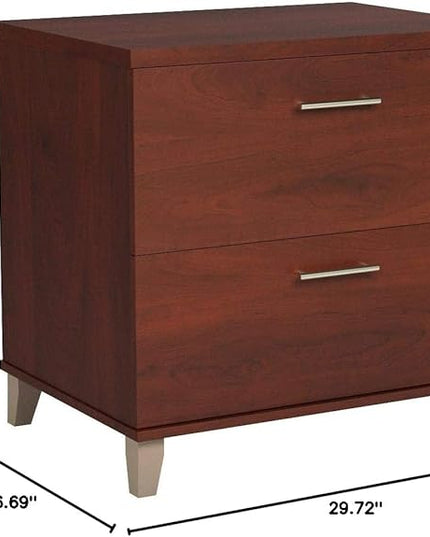 Bush Furniture Somerset 2 Drawer Lateral File Cabinet | Letter, Legal, and A4-size Document Storage for Home Office, 30W x 17D x 29H, Hansen Cherry - LeafyLoom