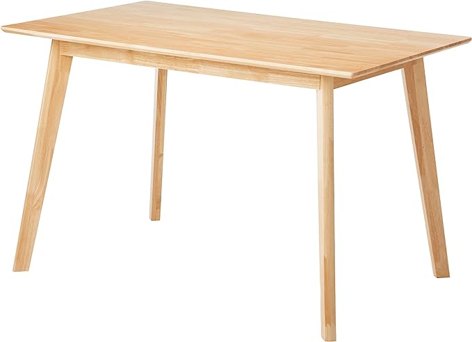 Amazon Basics FSC Certified Solid Wood Kitchen Rectangular Dining Table, Natural Wood, 29.5"D x 47.2"W x 29.5"H - LeafyLoom