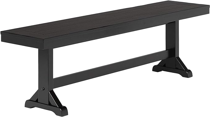 Walker Edison 3 Person Modern Farmhouse Wood Armless Kitchen Table Set Dining Chairs, 60 Inch, Black - LeafyLoom