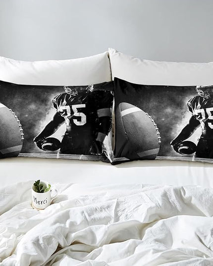 Erosebridal Football Down Comforter for Kids Boys Girls Teens Sports Theme Comforter Set Soccer Pattern Duvet Insert Football Match Bedding Set Youth Bedroom Decor Quilted with 2 Pillowcase,Full - LeafyLoom