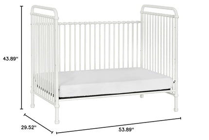 Namesake Abigail 3-in-1 Convertible Metal Crib in Washed White, Greenguard Gold Certified - LeafyLoom