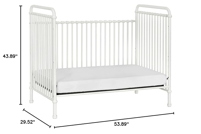 Namesake Abigail 3-in-1 Convertible Metal Crib in Washed White, Greenguard Gold Certified - LeafyLoom