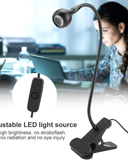 LED Desk Lamp, Ymiko USB Clip-on Reading Lights Eye Protection Book Clamp Light, 360 ° Flexible Gooseneck Clamp Lamp for Home Study Reading Kid's Room(Black) - LeafyLoom