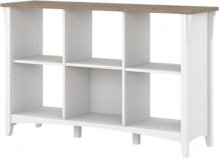 Bush Furniture BSH24462943 Salinas 6-Shelf 30-Inch H Cube Bookcase, Shiplap Gray/Pure White - LeafyLoom