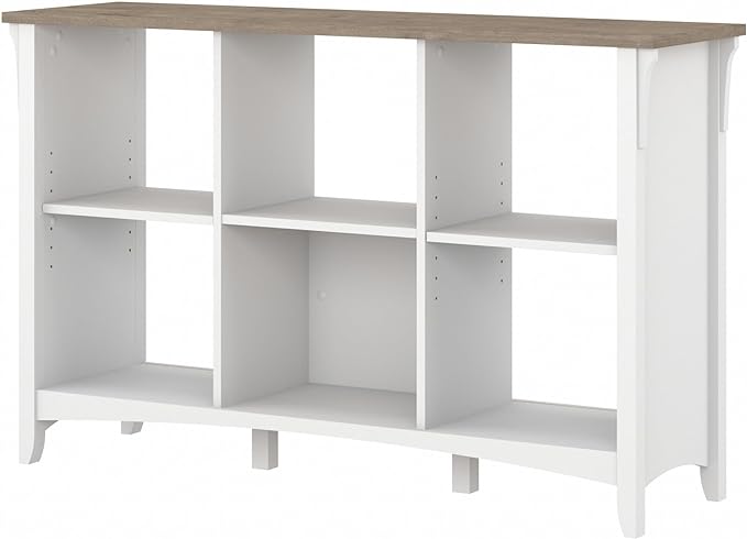 Bush Furniture BSH24462943 Salinas 6-Shelf 30-Inch H Cube Bookcase, Shiplap Gray/Pure White - LeafyLoom