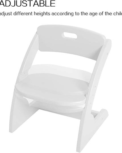 HOUCHCIS Toddler Chair, Wooden Toddler Chair for Kids, Adjustable Kids Chairs for Toddlers, Toddler Chairs and Small Chair, Kids Chair (White) - LeafyLoom