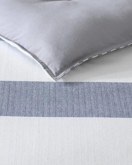 Nautica - King Size Comforter Set, Cotton Reversible Bedding with Matching Shams, Mediterranean Inspired Home Decor for All Seasons (Fairwater Blue, King) - LeafyLoom