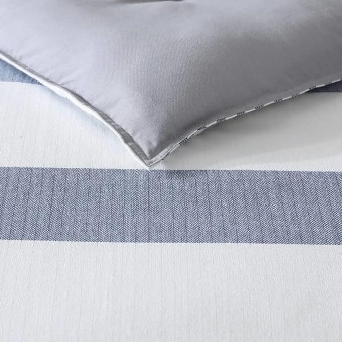 Nautica - King Size Comforter Set, Cotton Reversible Bedding with Matching Shams, Mediterranean Inspired Home Decor for All Seasons (Fairwater Blue, King) - LeafyLoom