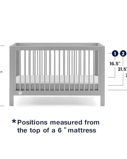 babyGap by Delta Children Charlie 6-in-1 Convertible Crib TrueSleep Crib and Toddler Mattress (Bundle), Grey - LeafyLoom