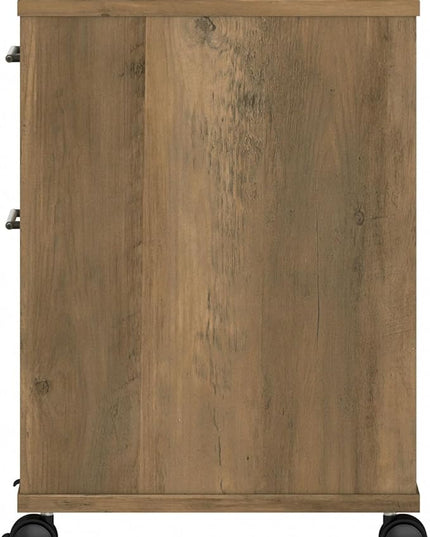 Bush Furniture Key West 2 Drawer Rolling File Cabinet in Reclaimed Pine Mobile Organization for Home Office Small Under Desk Storage on Wheels - LeafyLoom