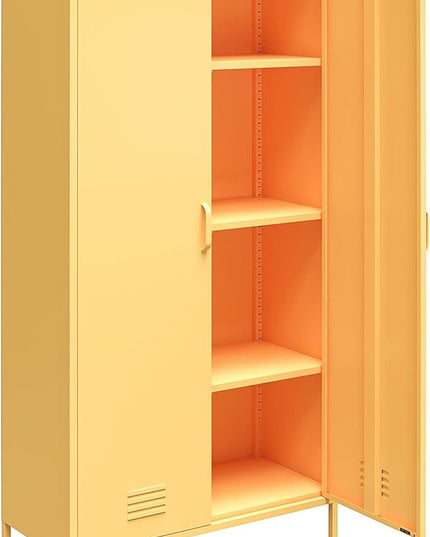 Novogratz Cache Tall 2 Door Metal Locker Cabinet, Yellow - LeafyLoom