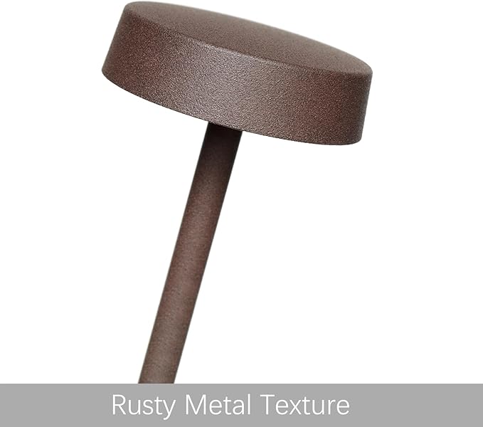 2 Pack Rechargeable Cordless Table Lamp Outdoor Portable LED Battery Operated Light - 3 Color Temperatures Touch Dimmable, IP54 Protection, Suitable for Indoor or Outside (Rust) - LeafyLoom
