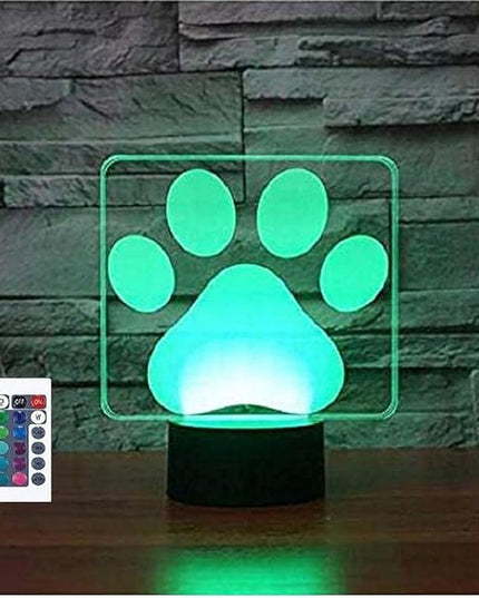 3D Dog Paw Modelling Night Light Touch 16 Color Change LED Table Desk Lamp Acrylic Flat ABS Base USB Home Decoration Toy Birthday Xmas Kid Children Gift - LeafyLoom
