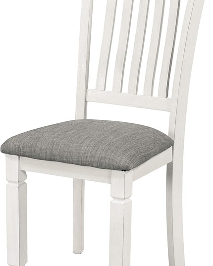 7-Piece Modern Dining, Wooden Kitchen Room Table Set with 6 Upholstered Chairs-Elegantly Shaped Legs and Comfortable Seating, Gray+White - LeafyLoom