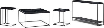 SIMPLIHOME Garner 18 Inch Wide Metal Tray Top C Side Table in Black, For the Living Room and Bedroom - LeafyLoom